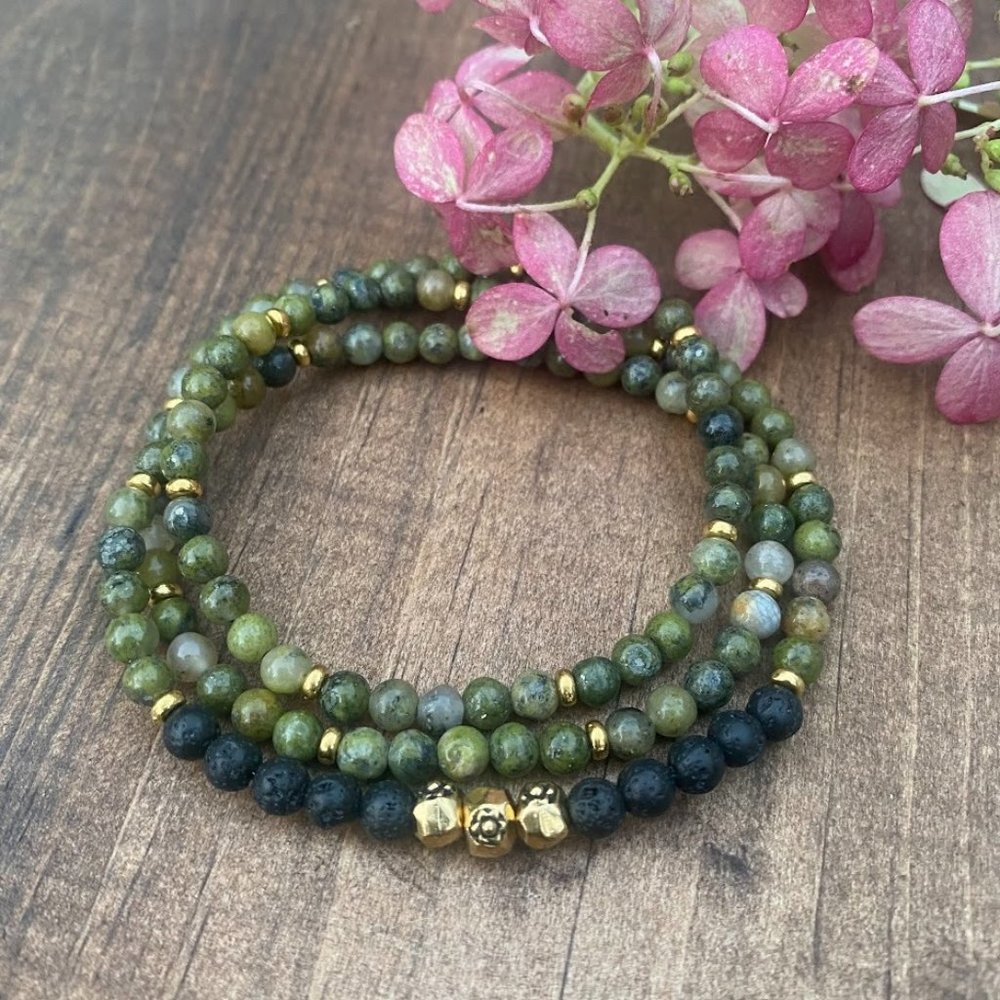 Elevated Wrap | Epidote Pyrite & Lava Wrap Gemstone Diffuser Bracelet